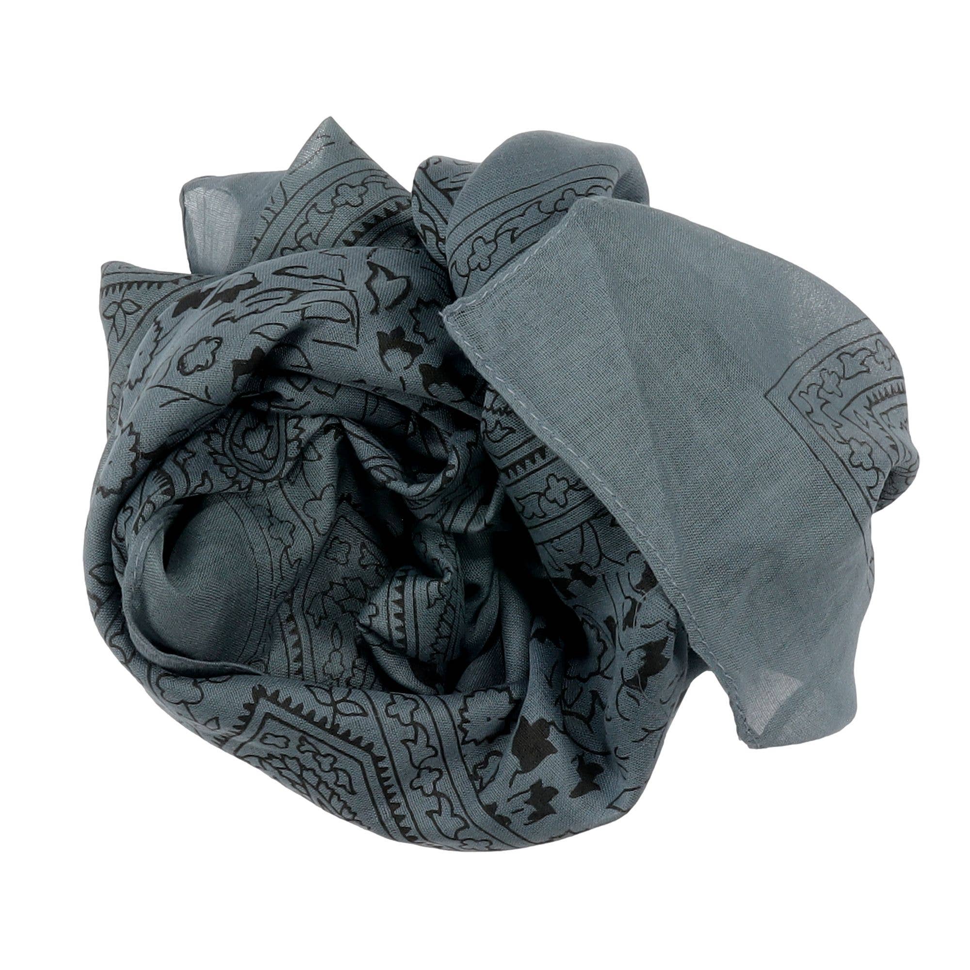 Tribal Trade GmbH - Wholesale Scarf - Unisex - Cotton Cloth Indian Pattern 1 Gray Black Floral Cloth2