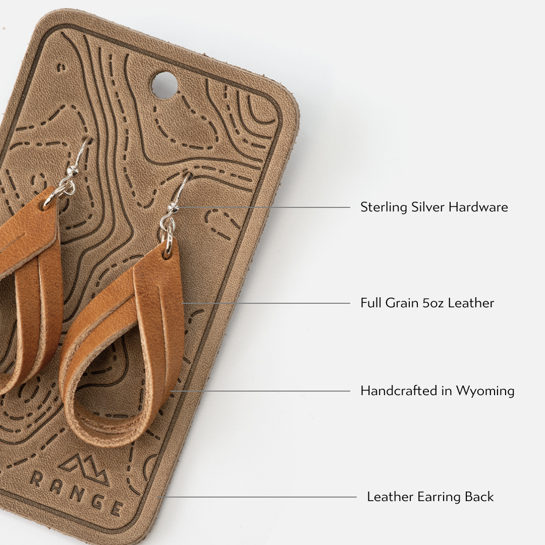 Range Leather Co. - Vente Boucles d'oreilles pendantes - Créoles doubles en cuir pleine fleur fabriquées à la main8