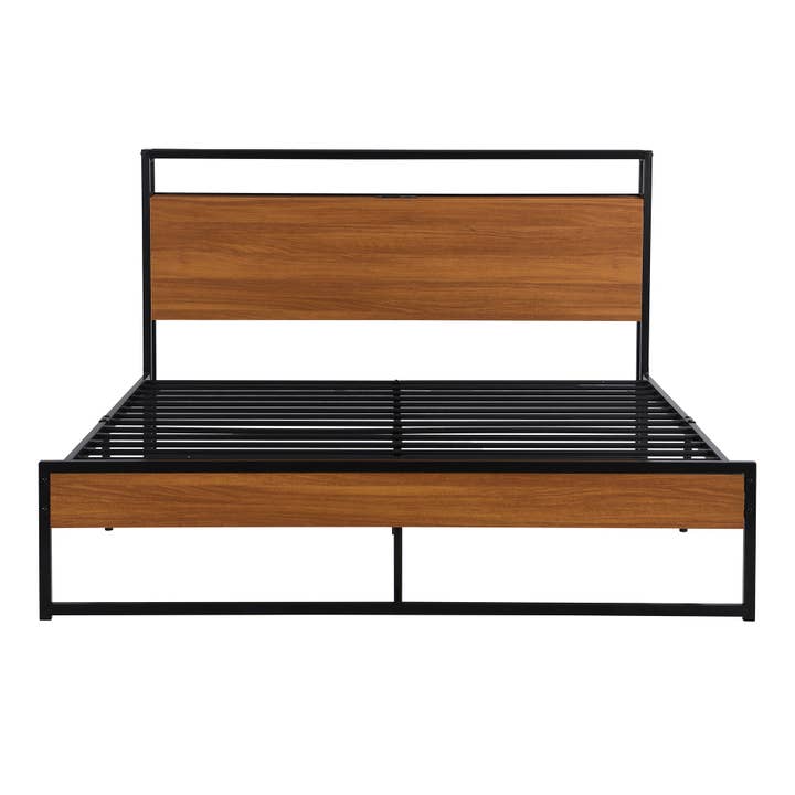 VTNG50 - Wholesale Bedroom Furniture - Queen Size Metal Platform Bed Frame with Sockets, USB Ports8