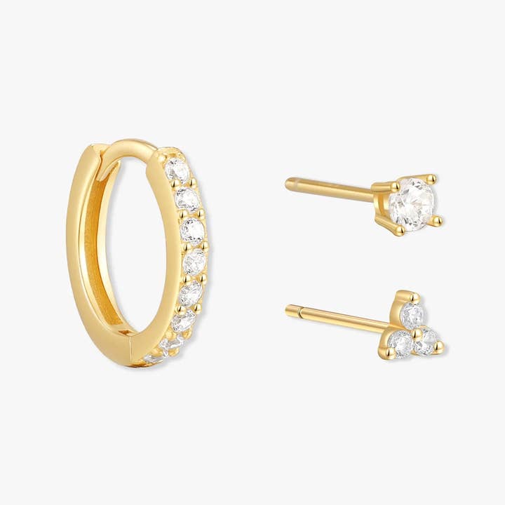 Set di Orecchini Essenziali in Cristallo in Oro per la vendita all'ingrosso da parte di LEA Jewels