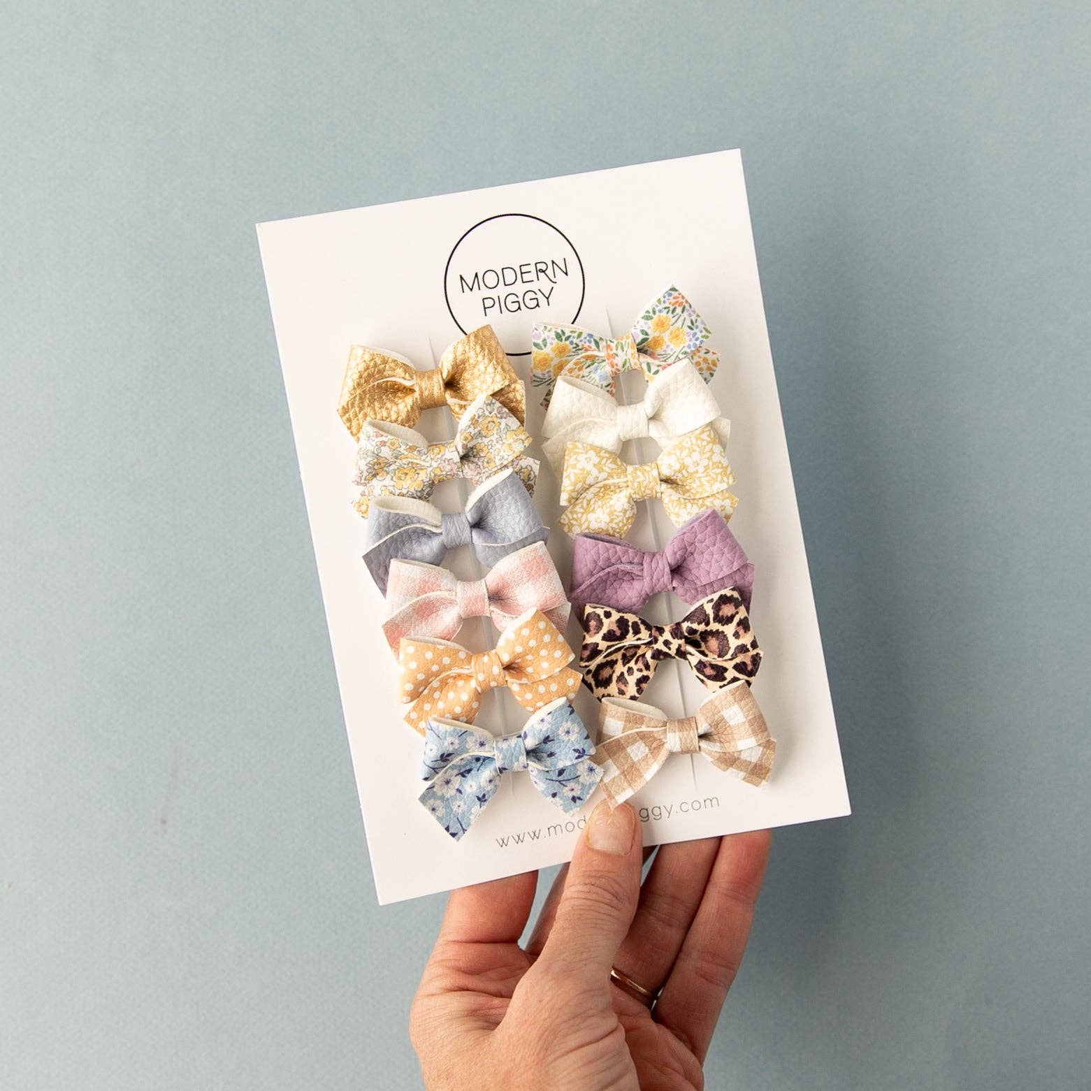 Modern Piggy - Wholesale Hair Bow - Baby - Mauve Gingham | Leather Baby Bow2