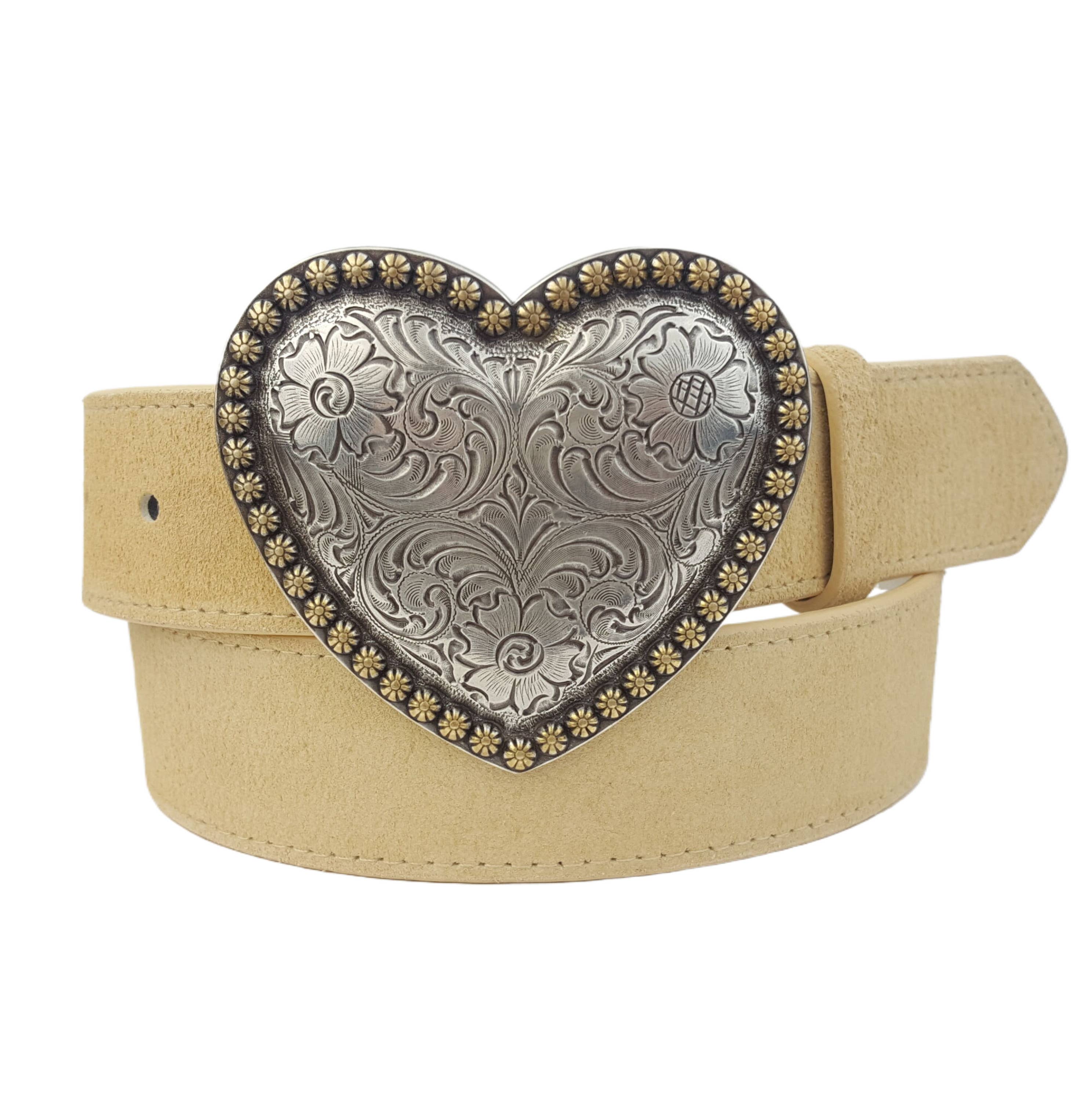 Axesoria West – wholesale Belt – Women's – Western Heart Buckle w. Genuine Suede Belt0