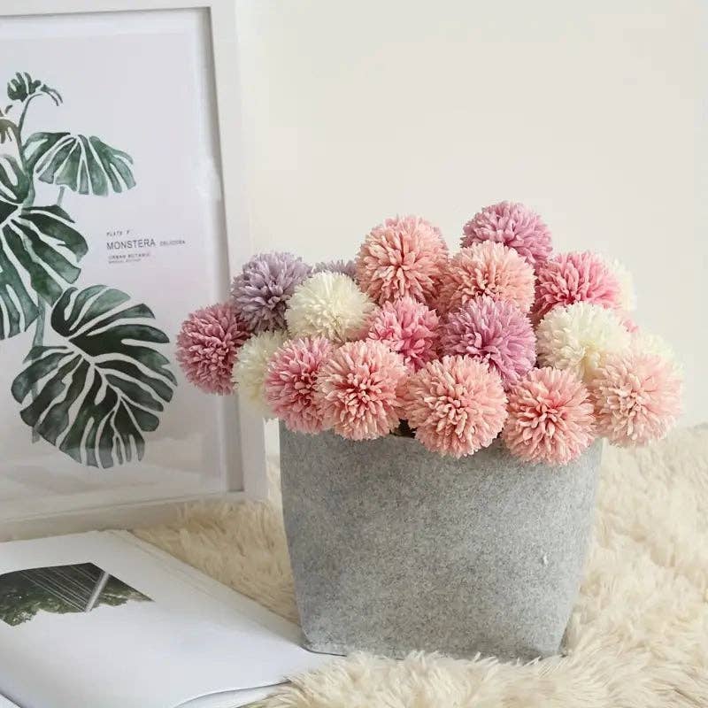 Huis Van Merken - Wholesale Artificial Flowers - 5PCS Artificial Dandelion & Pong Chrysanthemum Bouquet – Wedding & Home Table Décor1