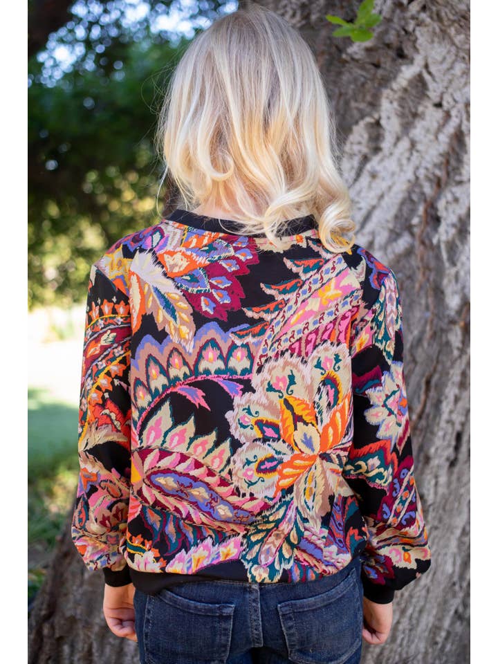 Eva Franco - Wholesale Sweatshirt - Kids - Clyde Sweatshirt in Printed Paisley Damascus Knit - Girls2