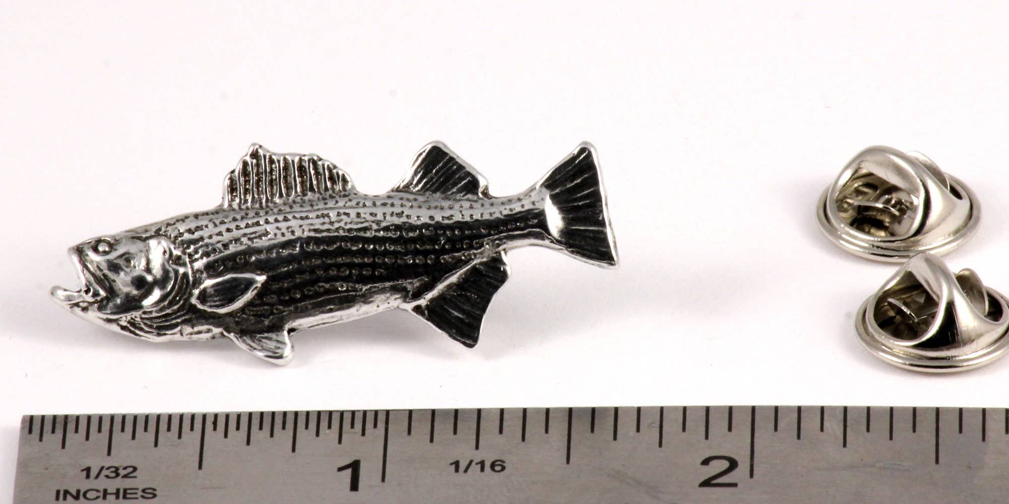 Pewter ~ Striped Bass Large ~ Lapel Pin / Brooch ~ S050