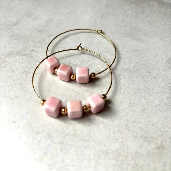 OE! - Vente Créoles - GRANITA - Boucles avec cubes en céramique vietrese0