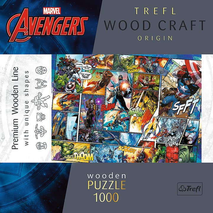 Trefl USA - Wholesale Puzzle - Adult - Trefl Wood Craft 1000 Piece Wooden Puzzle - Marvel Comic Universe