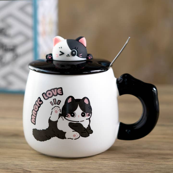 Urban Tokyo - Wholesale Coffee Mug - Cat 12oz Mug With Lid and Spoon (10/30)3