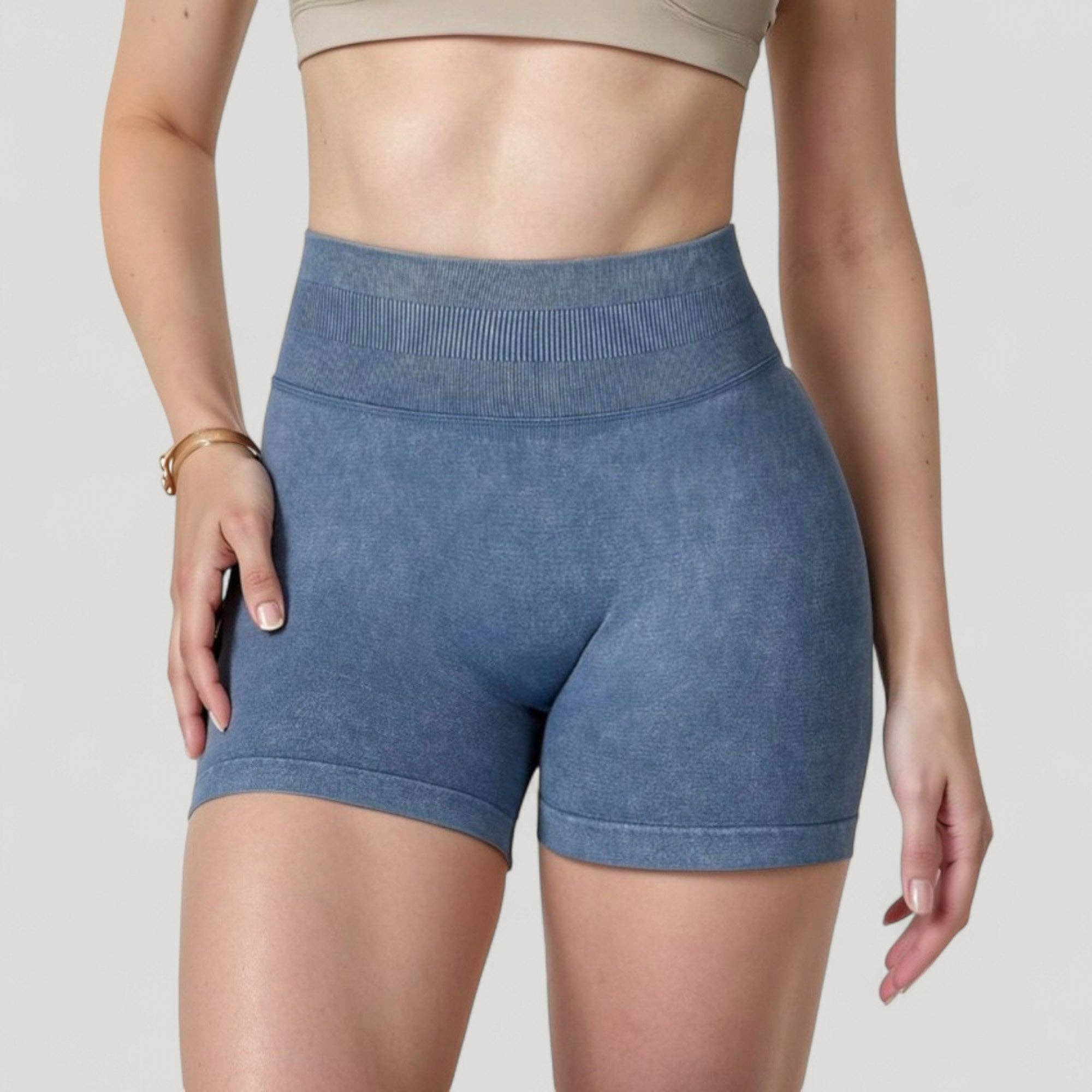 Active by Anna-Kaci - Vente Short de sport – femme - Shorts de cyclisme sans couture à taille haute côtelée pour femmes avec élasticité16