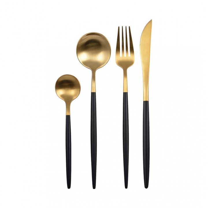 Ménagère 24 pièces dorée et noire pour la vente par AULICA