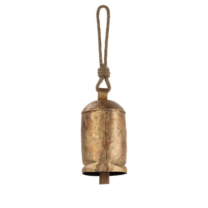 Boston International - Wholesale Christmas Decoration - 7.75" Long Gold Bell with Jute Christmas Decor1