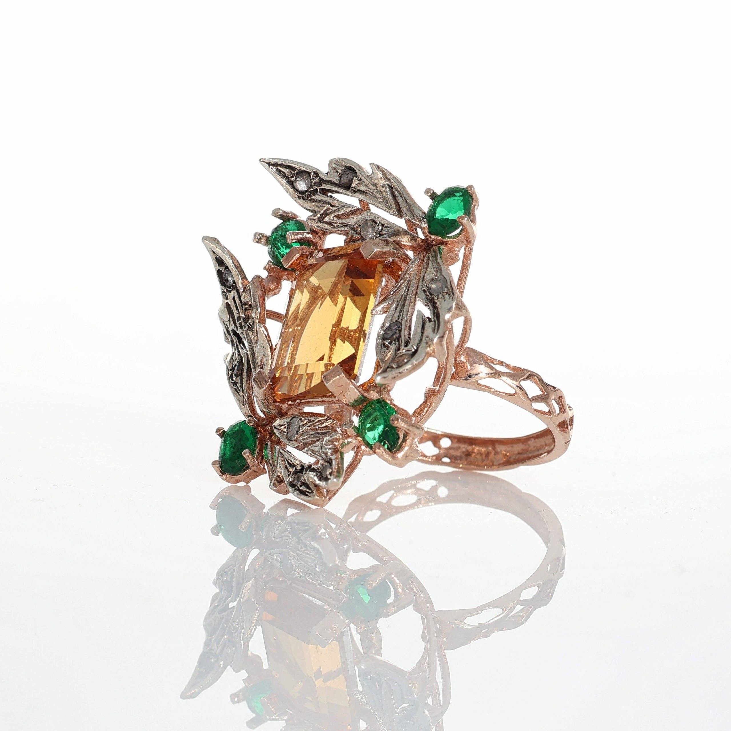 Gold Antique - Wholesale Cocktail/Statement Ring - Ancient Reproduction Ring in 925 Silver and 9 Kt Gold1