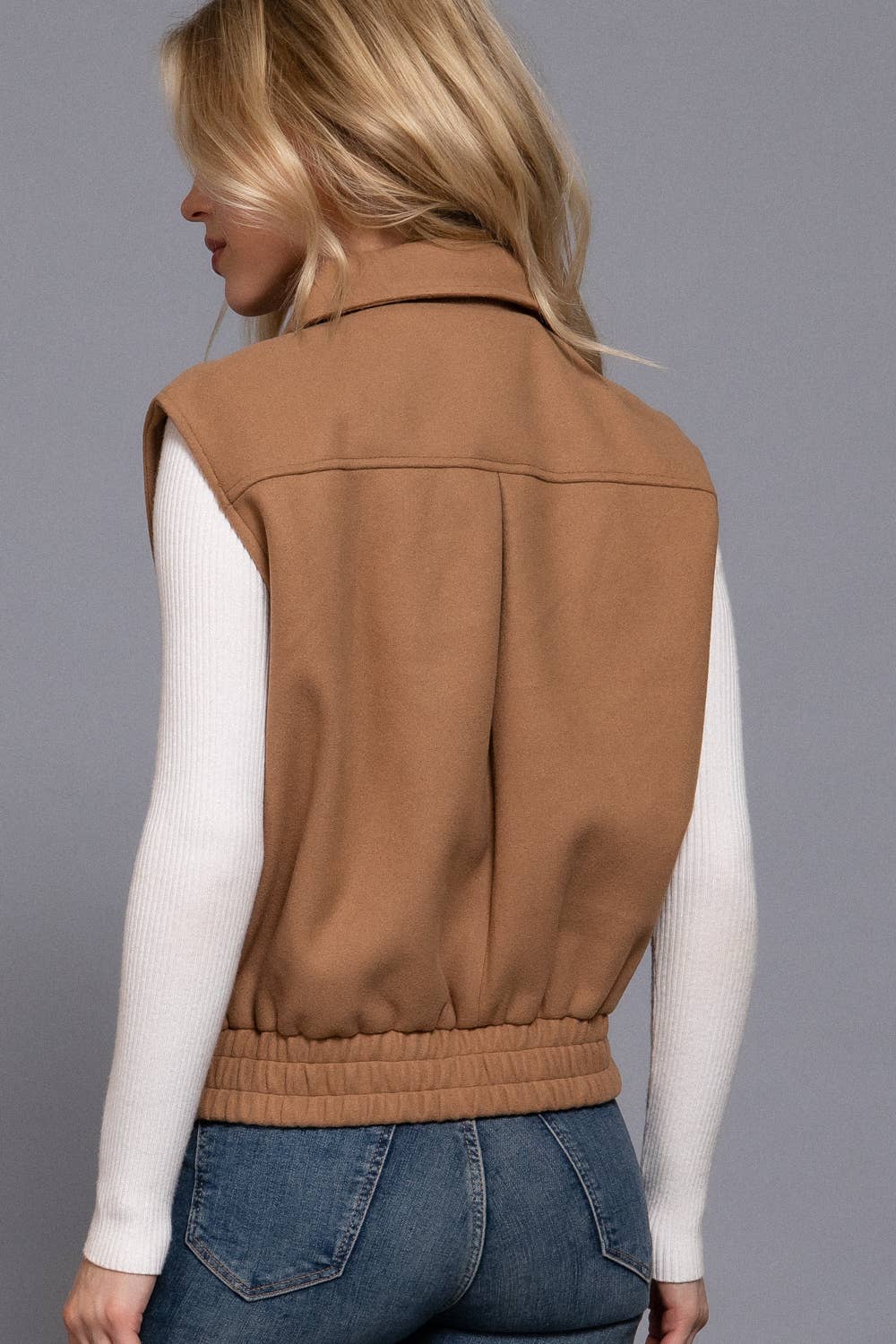 Active Basic | Active USA - Wholesale Outerwear Vest - Women's - Notched Collar Soft Felt Zip Up Vest11