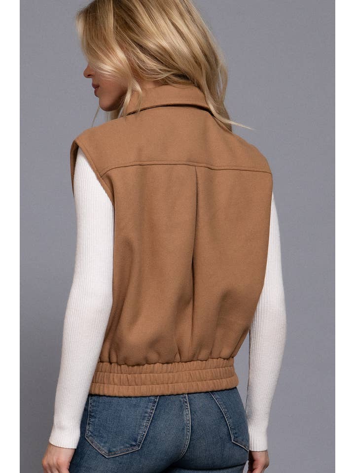 Active Basic | Active USA - Wholesale Outerwear Vest - Women's - Notched Collar Soft Felt Zip Up Vest11