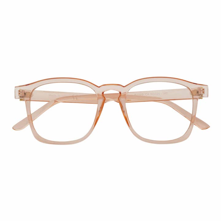 DENMARK - Square Horn Rimmed Blue Light Glasses Clear Pink Clear Lens for wholesale by Morspecs