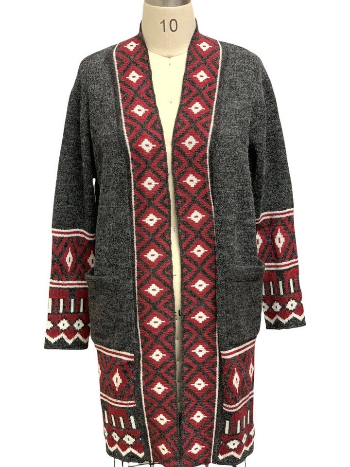 Camisola Cardigan Aberta Frontal (KF2215) por atacado de Kamana