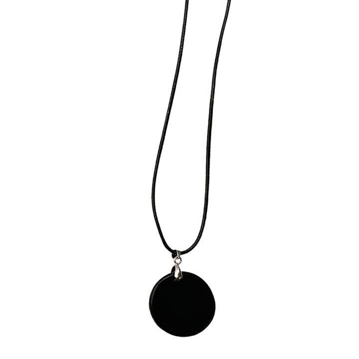 VIE - Wholesale Pendant/Charm Necklace - Gemstone Coin Pendant on Black Cord