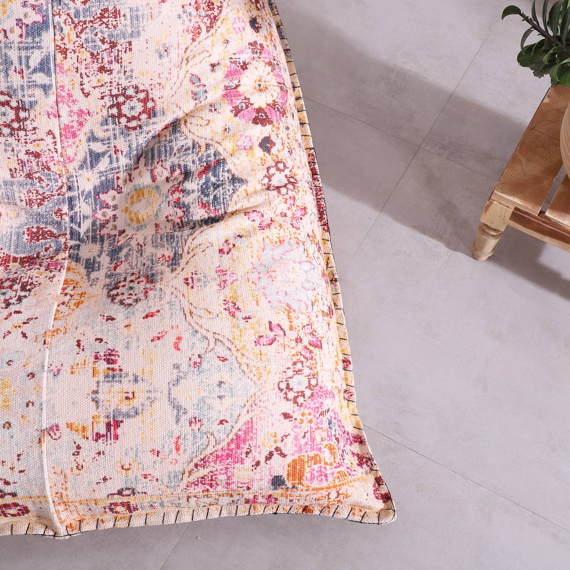 Linen Connections - Wholesale Ottoman - Moroccan Boho Bliss - Handmade Bean Bag Cover - Cream3