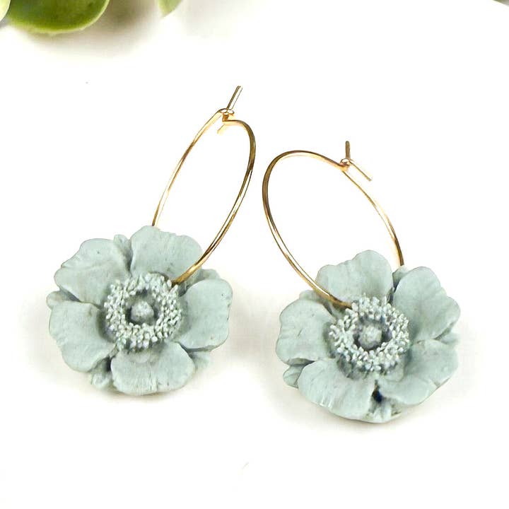 Poppy Hoop Polymer Clay Earring, Handmade Lightweight for wholesale by Eden + Willow Collective