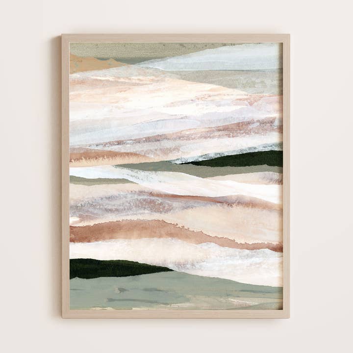 "Sage Dunes" A Vertical Abstract Landscape Print for wholesale by Lara Eckerman Art