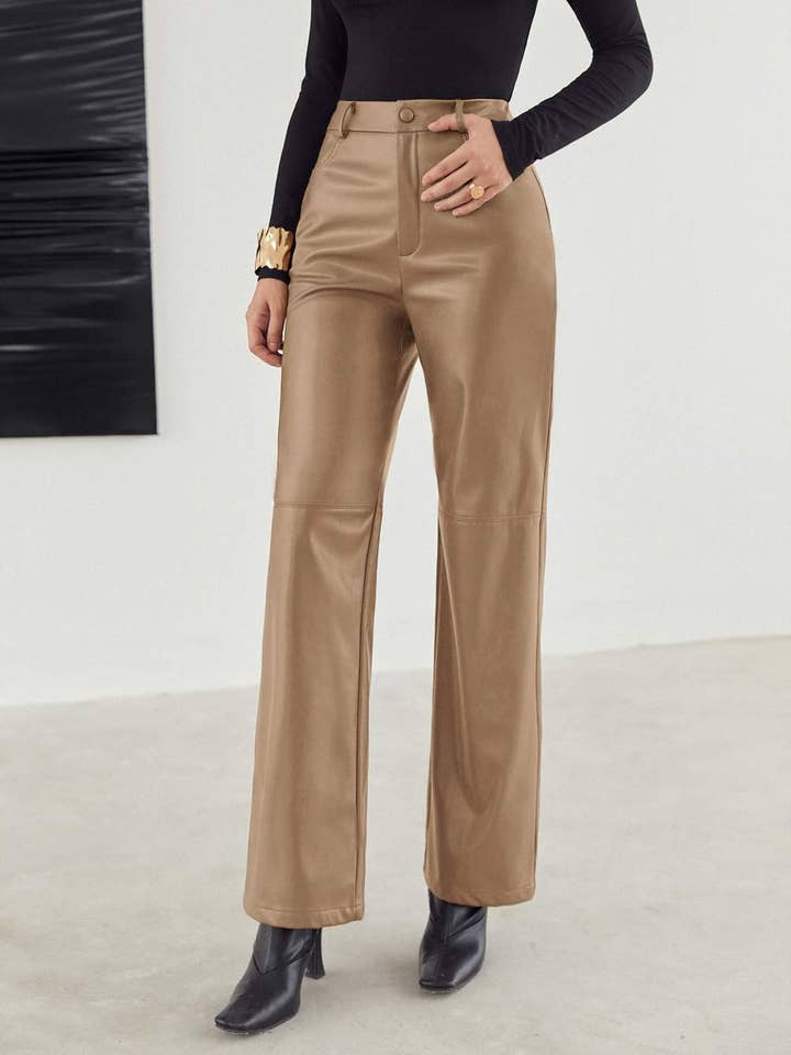 Flarix - Wholesale Pants - Women's - zipper fly palazzo pu pants10