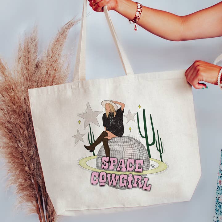 Bolsa de mano Space Cowboy Cactus Disco Ball, 2 tamaños para venta al por mayor de Love You a Latte Shop
