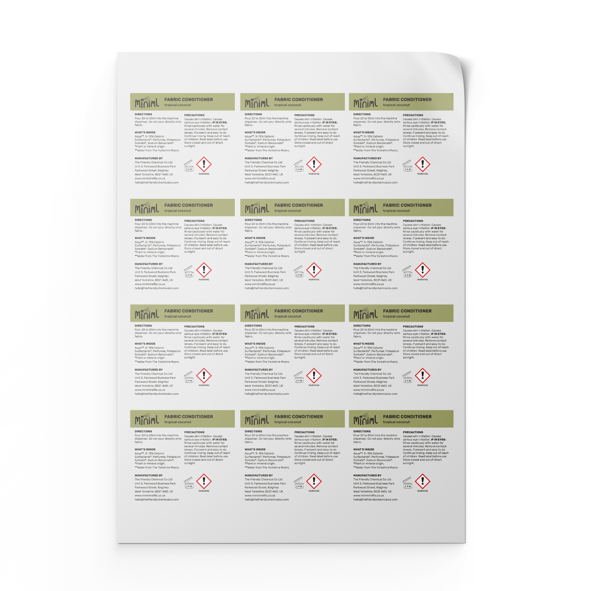 Miniml – wholesale Craft supplies – Miniml Safety Label Sheet - 12 x Labels (MIN217)4