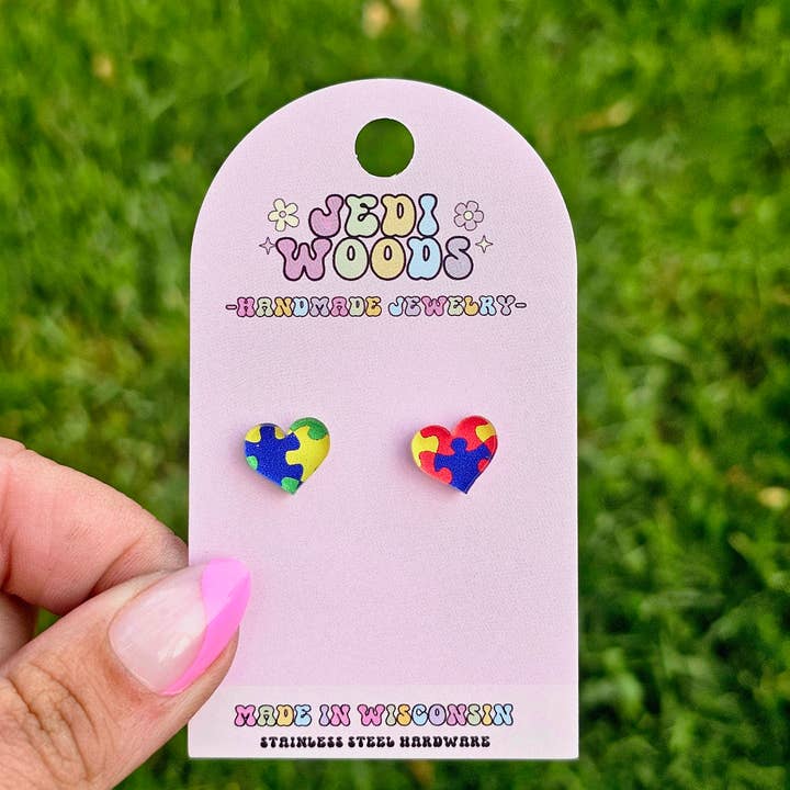 Autism Awareness - Puzzle Piece Stud Earrings and other Purchase Wholesale puzzle post. Free Returns & Net 60 Terms on Faire trending on Faire.