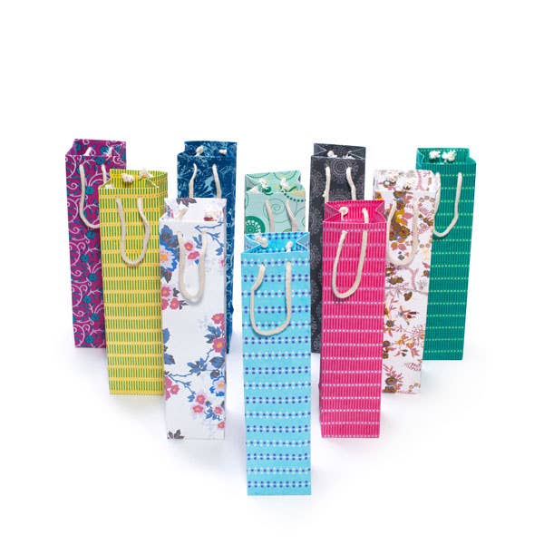 Matr Boomie Fair Trade - Wholesale Wine Gift Bag - Recycled Paper Wine Gift Bag - Assorted Eco-Friendly