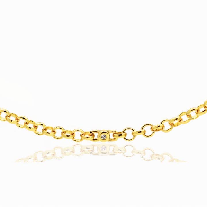 Chicago Belcher Rolo Chain 18kt gouden vermeil ketting met zirkonia voor wholesale door GEMSA LONDON