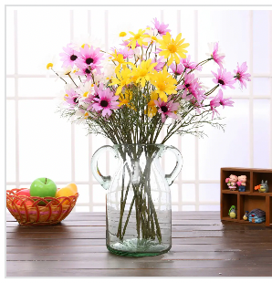 Noah Decoration - Wholesale Vase - Farmhouse Double Ear Blue Tint Glass Vase Large medium small0