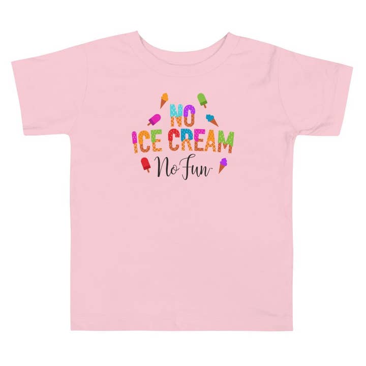 No Ice Cream No Fun, Kids, T-Shirt, Pink for wholesale by No Fun Company