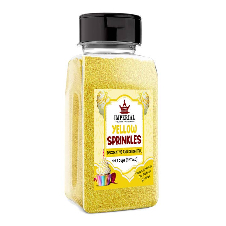 Yellow Sprinkles (1 LB Shaker Container) for wholesale by Imperial Foods