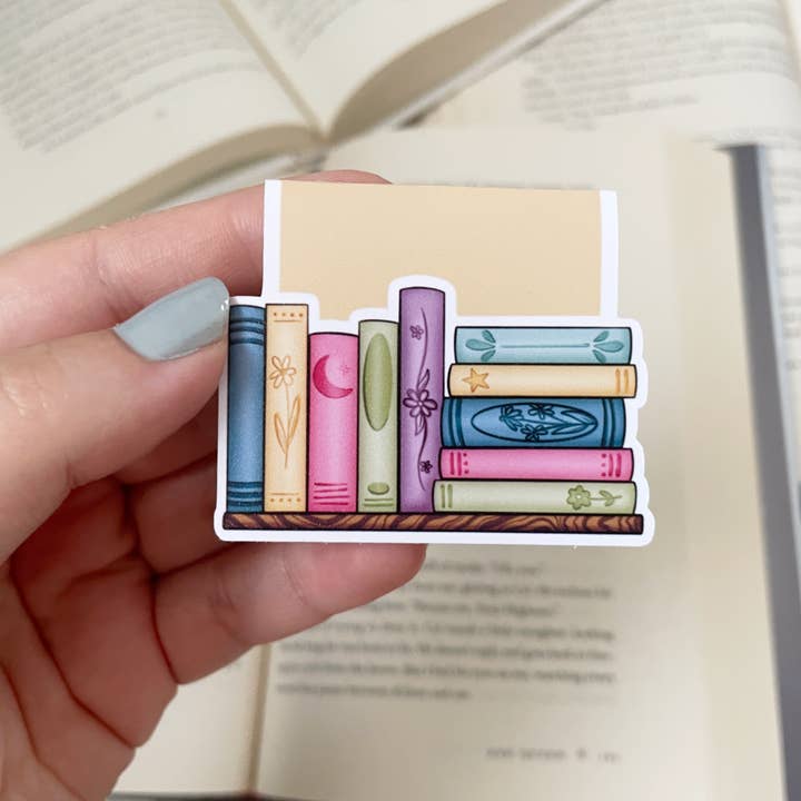 Shelf of books, magnetic bookmark for readers for wholesale by The Peachy Polka Dot