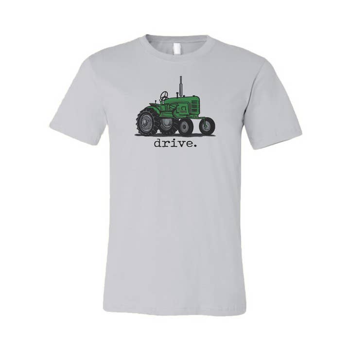 "drive" Green Tractor Adult Unisex T-Shirt Country Farm Life for wholesale by Barefoot Baby