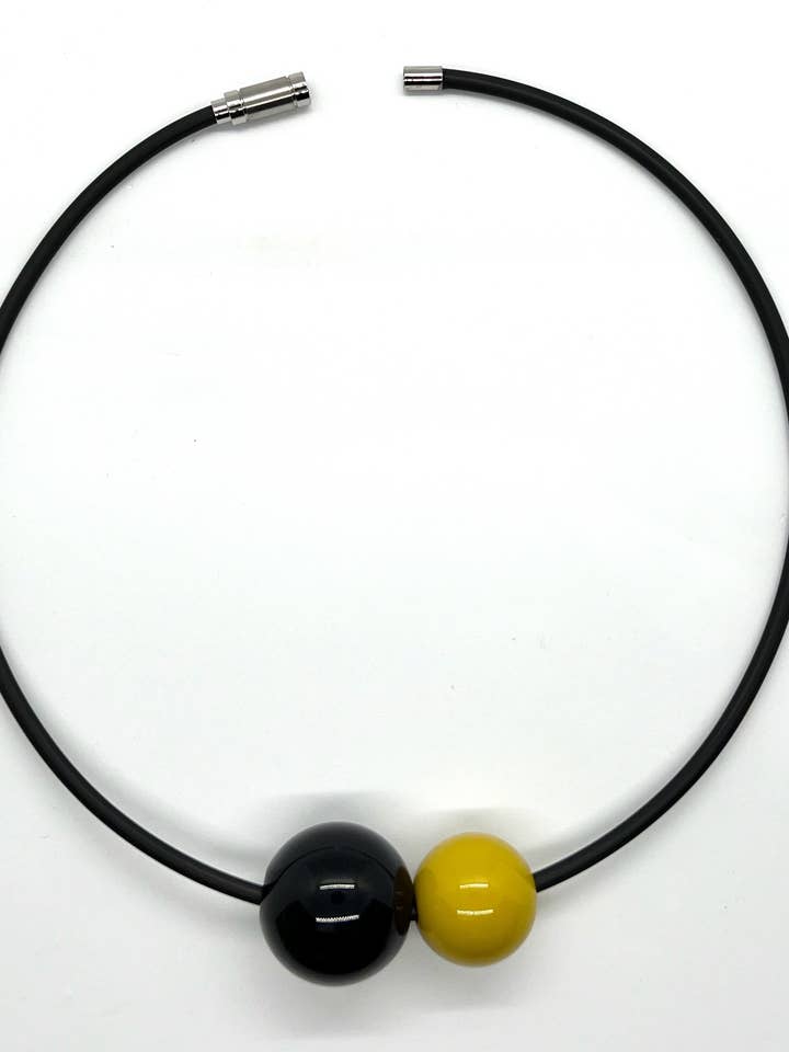 AUTHENTICITY: Classic Black & Golden Yellow Beaded Necklace for wholesale by Alter Ego Designs