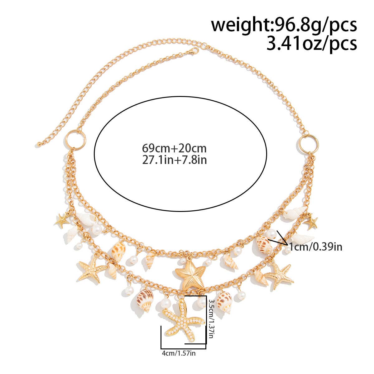 Dipped Shop – wholesale Belt – Women's – Boho Starfish Conch Pendant Waist Chain DP25D73513