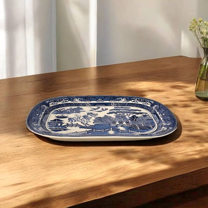 AA Importing - Wholesale Platter - Blue Willow Design Porcelain Platter (stand not included)2