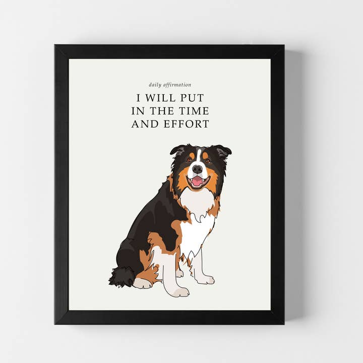 Positive Affirmation 8x10 Dog Art with Australian Shepherd for wholesale by Pop Doggie