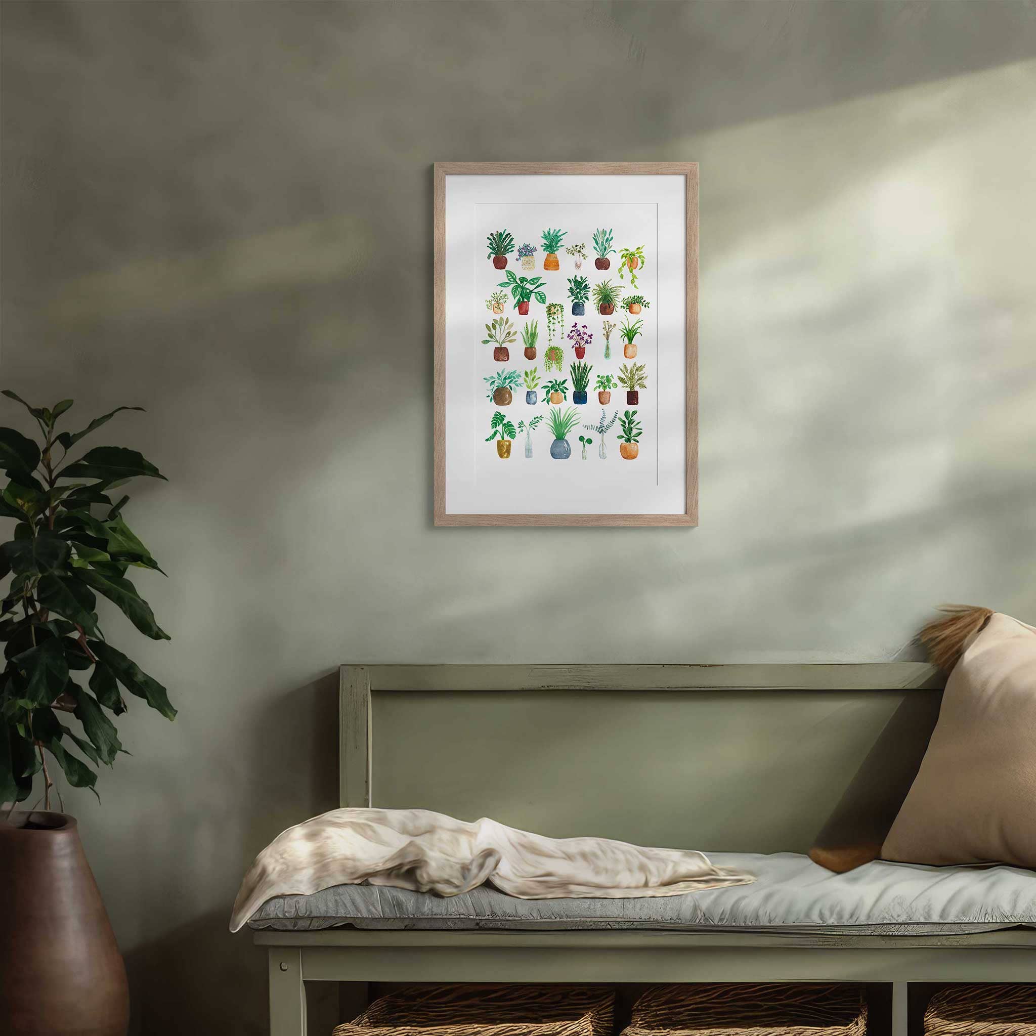 Jenny Vellacott - Wholesale Art Print - House Plant Print for Plant Lover Print of Plants Green4