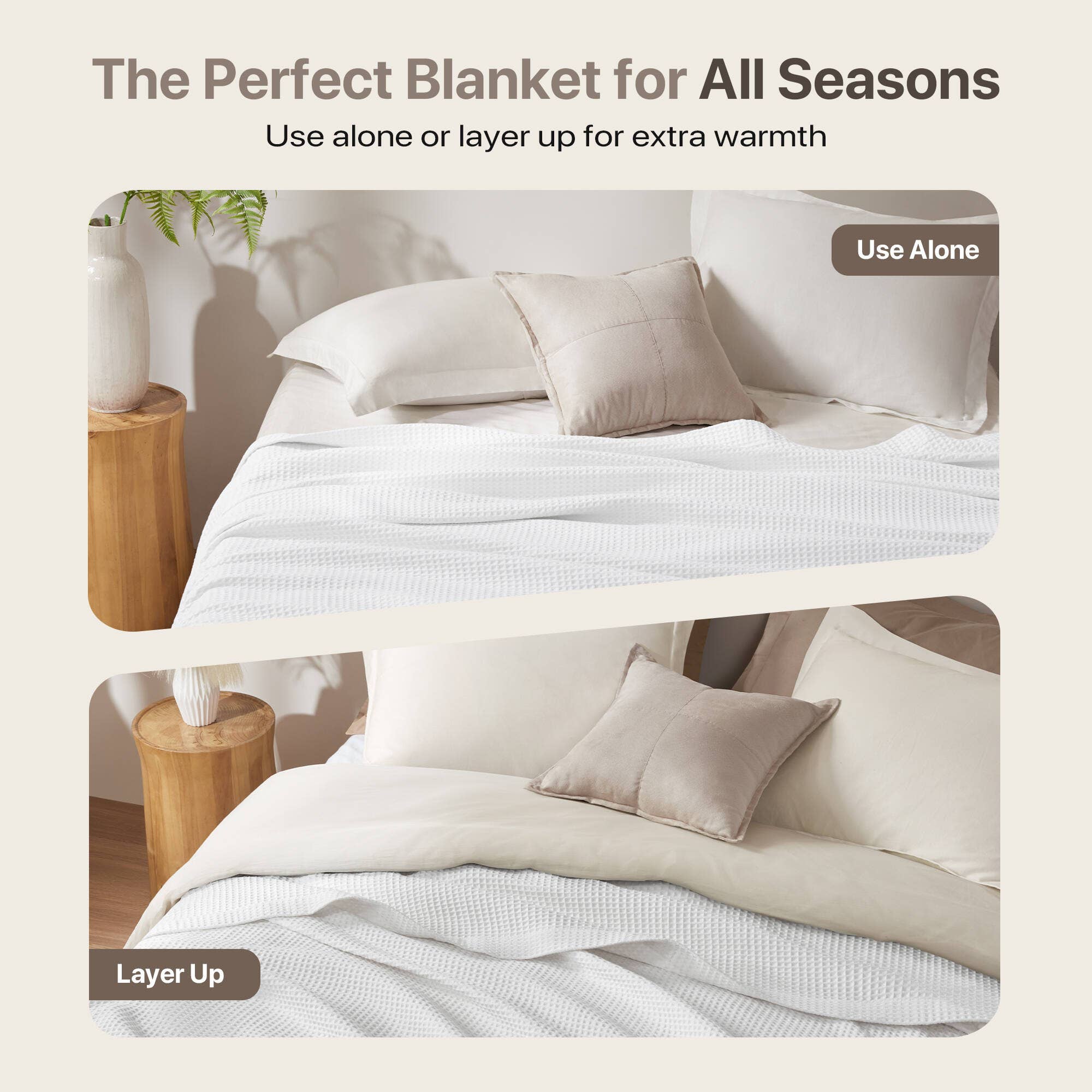 Olliix - Wholesale Bedding Blanket - 100% Cotton Waffle Weave Cozy Bedding Blanket, White12