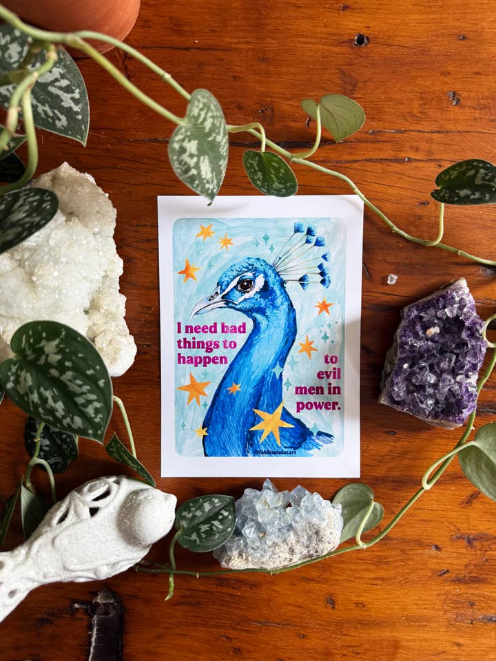 Necesito que le pasen cosas malas a mi yo malvado: lámina de arte feminista para venta al por mayor de Fabulously Feminist