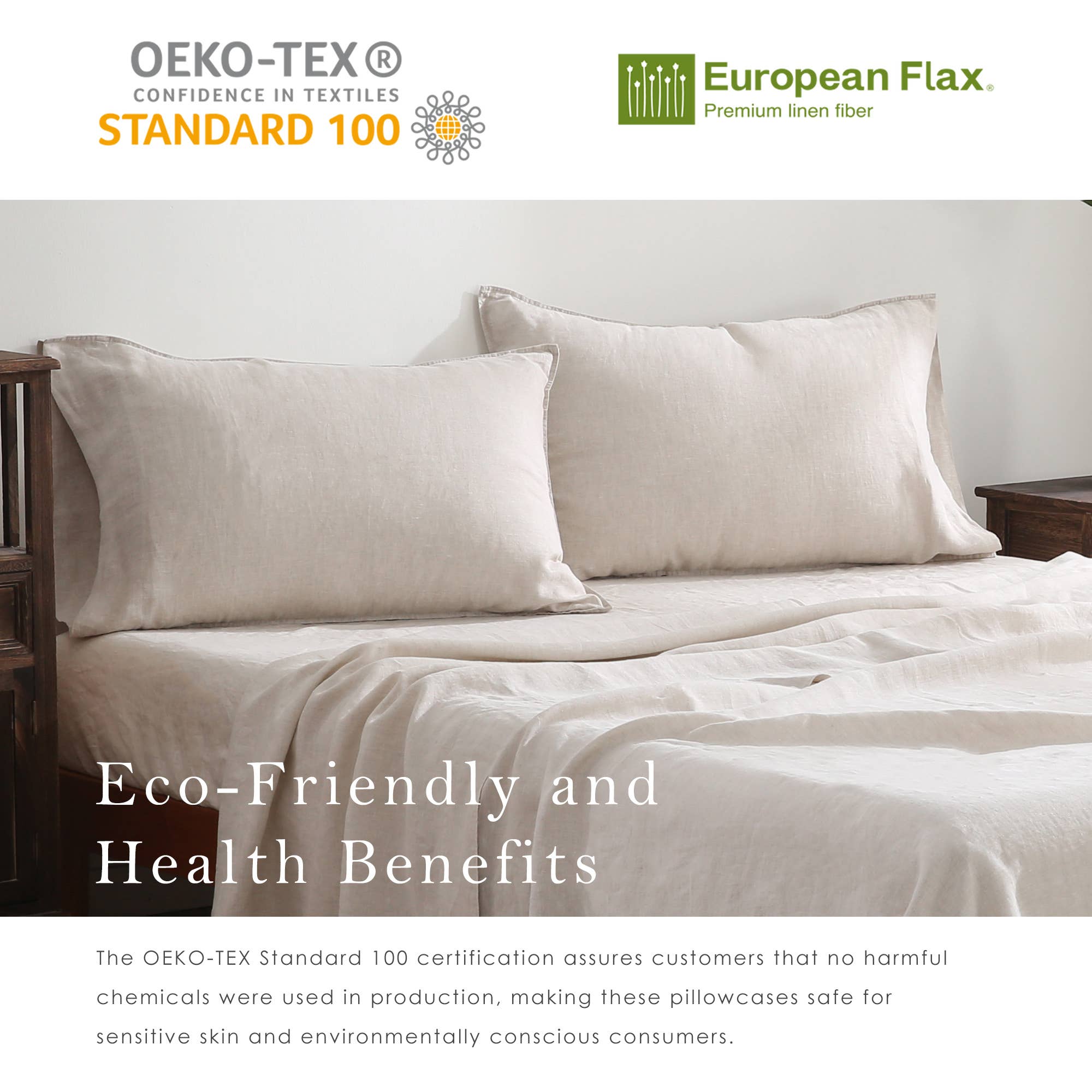 Triton Linen - Wholesale Bedding Pillowcase/Sham - 100% Pure French Linen Pillowcase Set (Set of 2) - Natural3