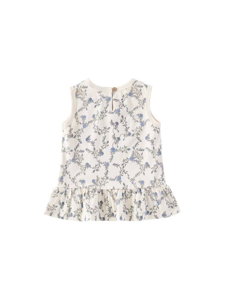 Norsu Organic - Wholesale Tank Top - Kids - Organic Cotton Ruffle Tank Top-Roses1