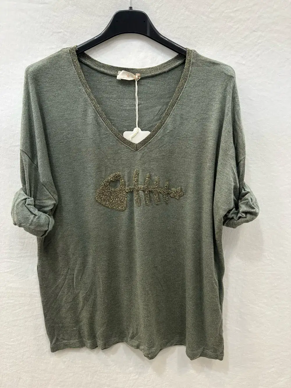 Mimi & Gogo - Wholesale Knit Sweater - Women's - Fine mesh embroidered big fish sweater lux @906443_PulGPoi2