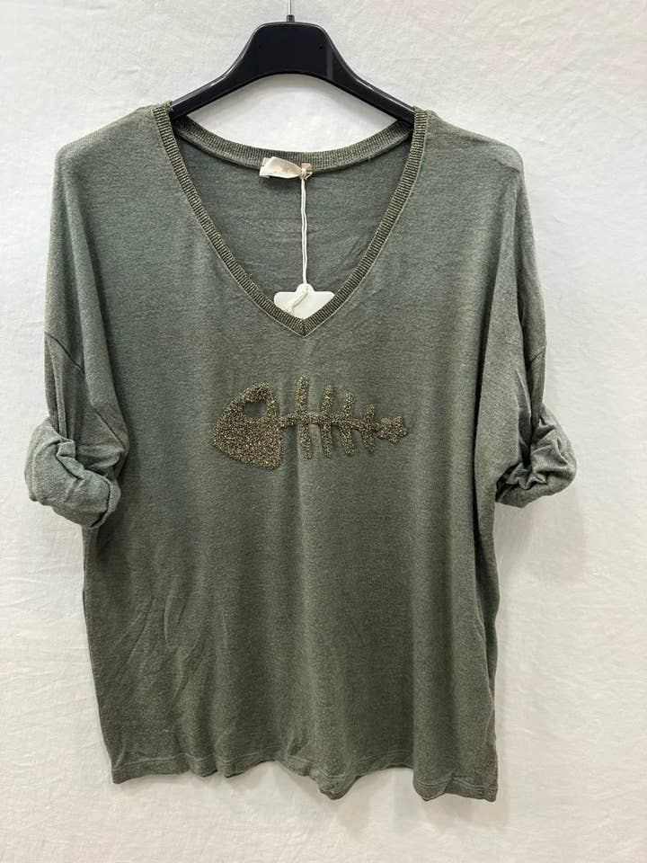 Mimi & Gogo - Wholesale Knit Sweater - Women's - Fine mesh embroidered big fish sweater lux @906443_PulGPoi2