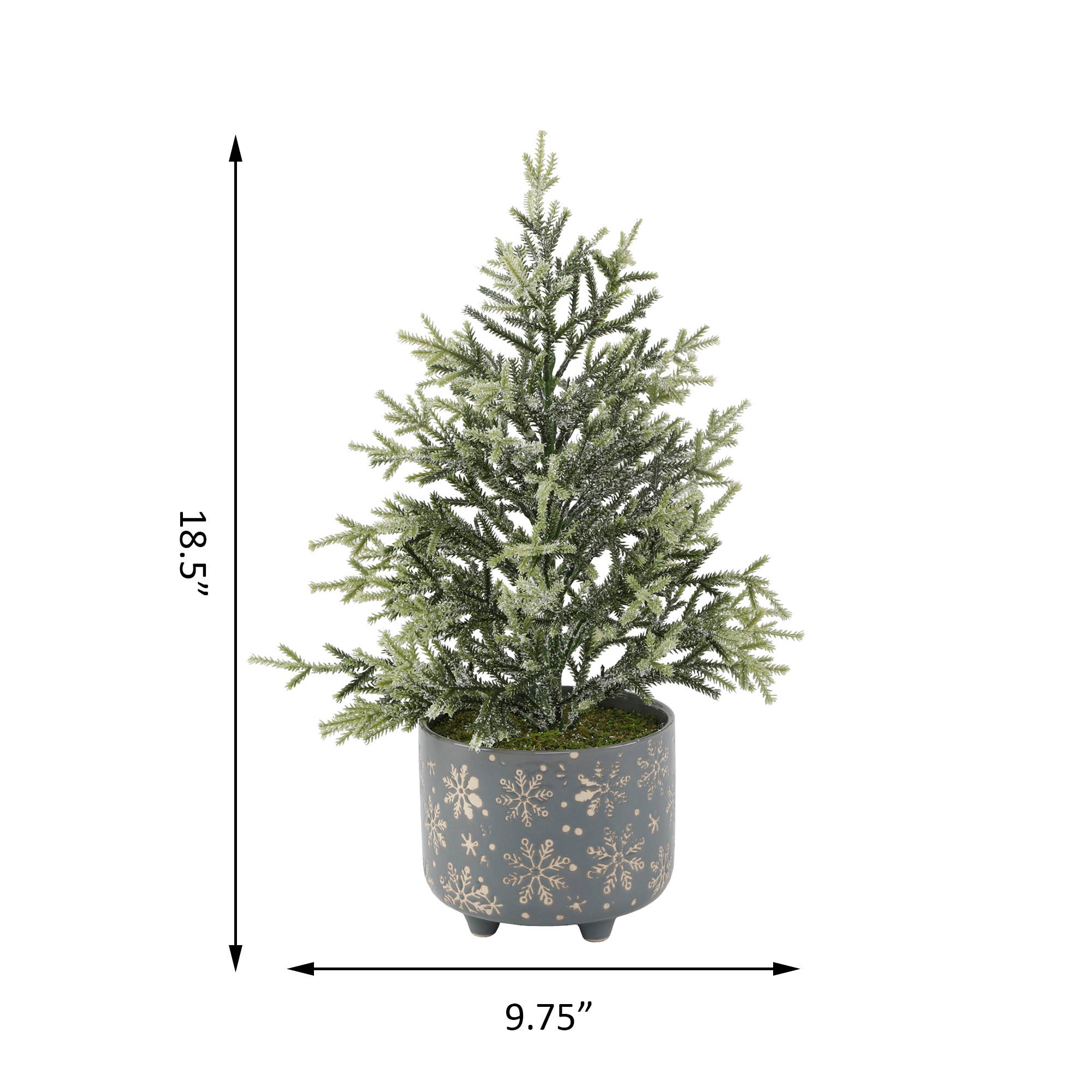 Flora Bunda Inc – Árvore de Natal artificial por atacado – Árvore de Natal fosco de 18,5 “H em 6" GY Flocos de neve com pés de cerâmica3