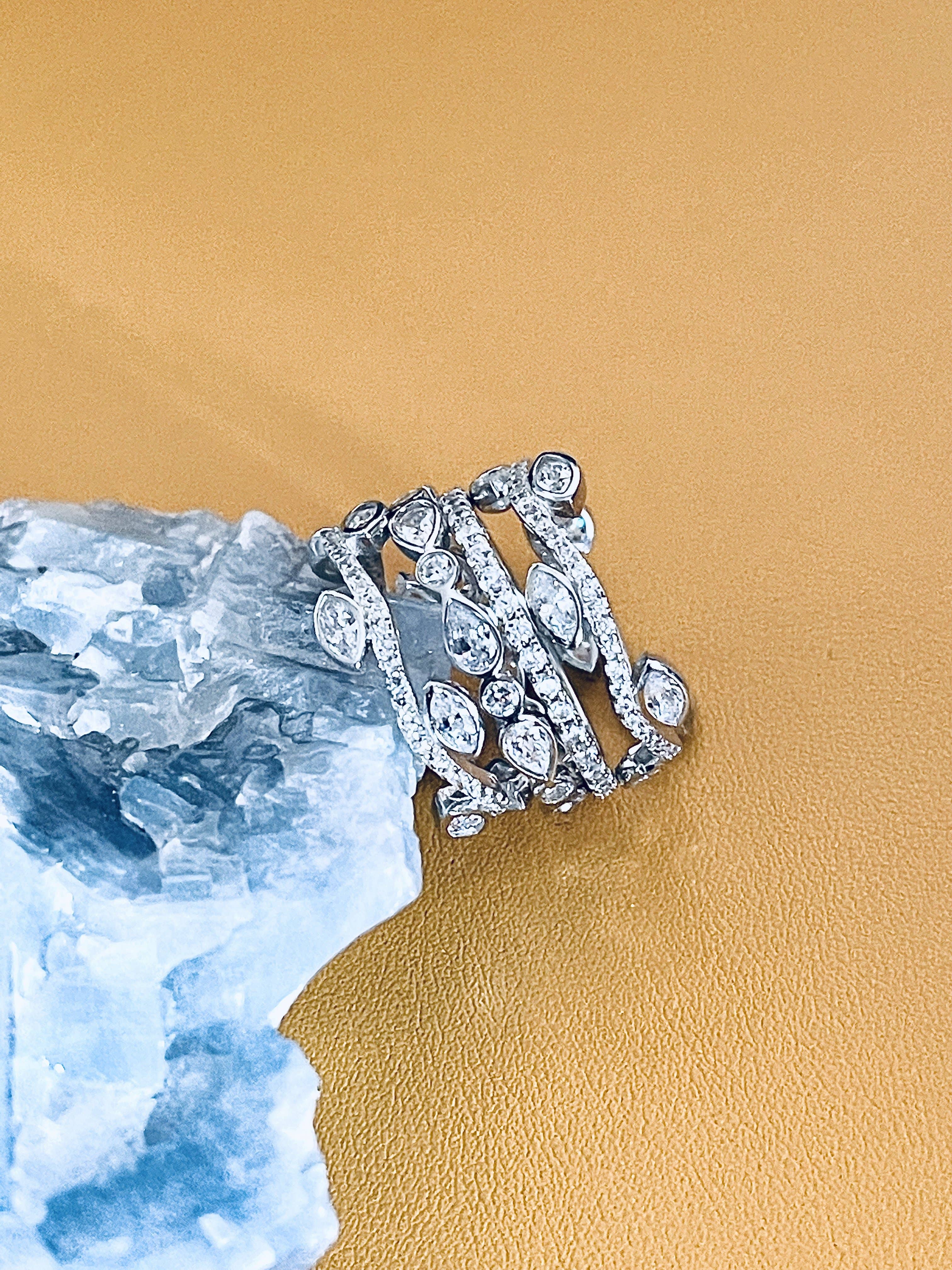 JohnnyB Jewelry - Wholesale Multi-Stone Ring - VIVIAN - Multi-Shaped Sterling Silver CZ Stackable Ring In Silver1