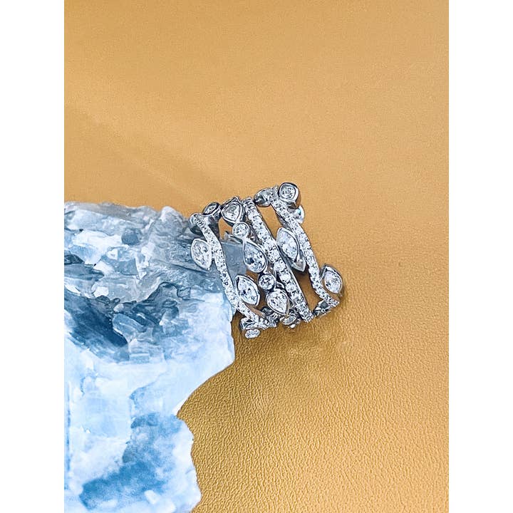 JohnnyB Jewelry - Wholesale Multi-Stone Ring - VIVIAN - Multi-Shaped Sterling Silver CZ Stackable Ring In Silver1