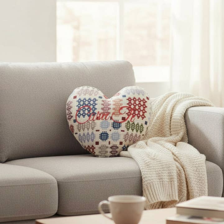 Moose & Co - Wholesale Chair Cushion - Multi Heart Shaped Welsh tapestry Embroidered cushions 3